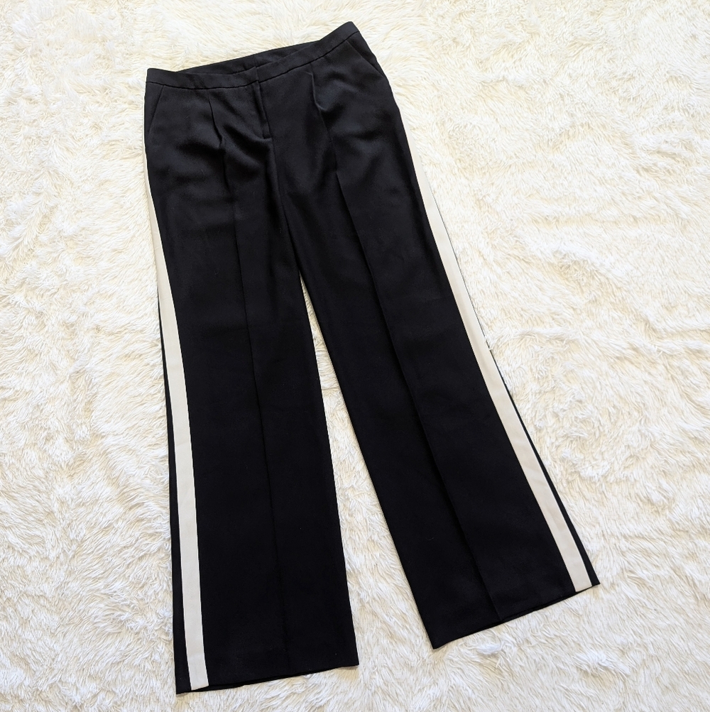 Halogen Wide Leg Flowy Black & White Side Stripe Tuxedo Pants Size 2